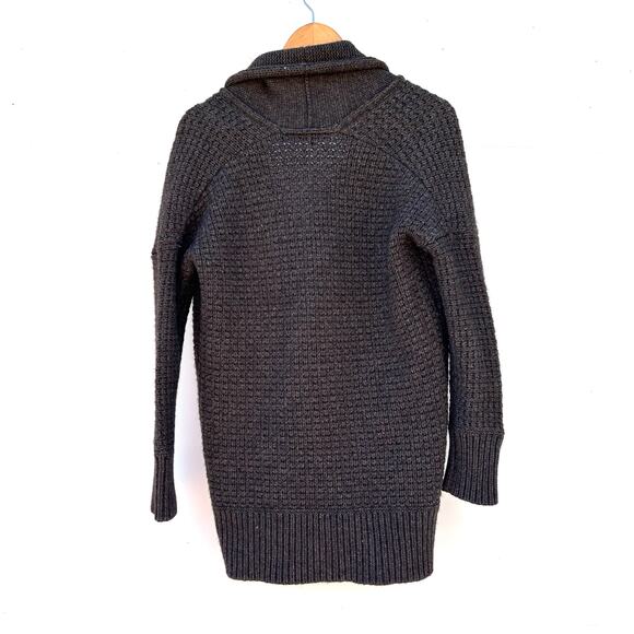 Vince Women’s Yak Wool Chunky Knit Cardigan Sweater Zip Cowl Neck Brown Cozy XS - Picture 4 of 9